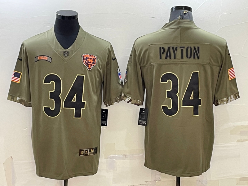 Men's Chicago Bears Walter Payton #34 Olive 2022 Salute To Service Limited Jersey1 football jersey product view 1
