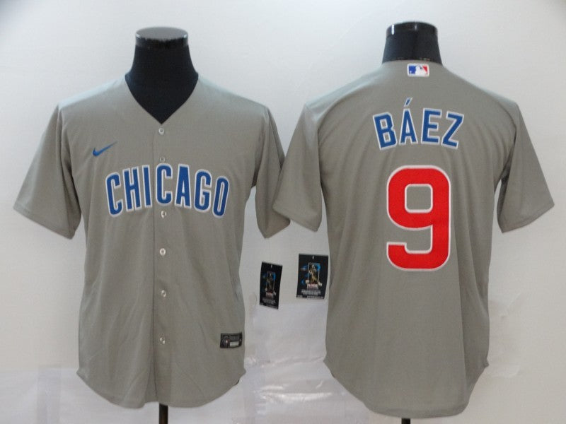 Men's Chicago Cubs Javier Baez Gray Replica Baseball Jersey baseball jersey product view 1