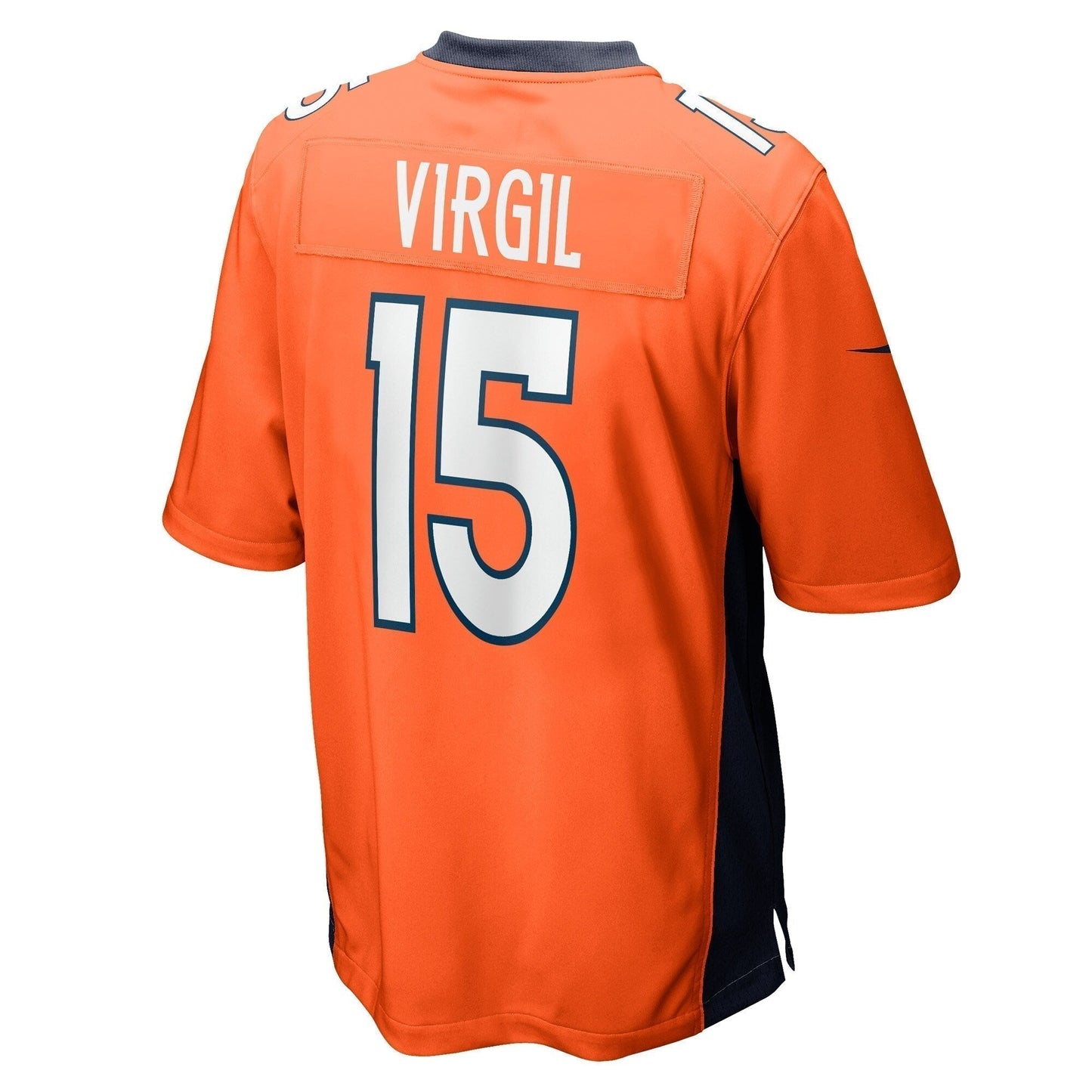 Jalen Virgil Denver Broncos Game Jersey - Orange football jersey product view 3
