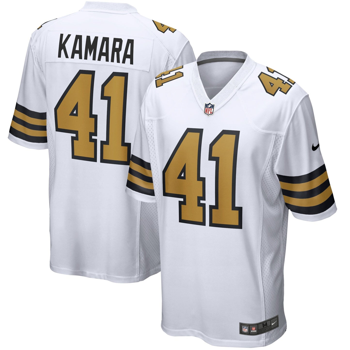 Alvin Kamara New Orleans Saints Alternate Game Jersey - White football jersey product view 1
