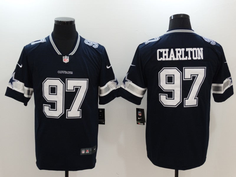 Men's Dallas Cowboys Taco Charlton #97 Navy Game Jersey1 football jersey product view 1