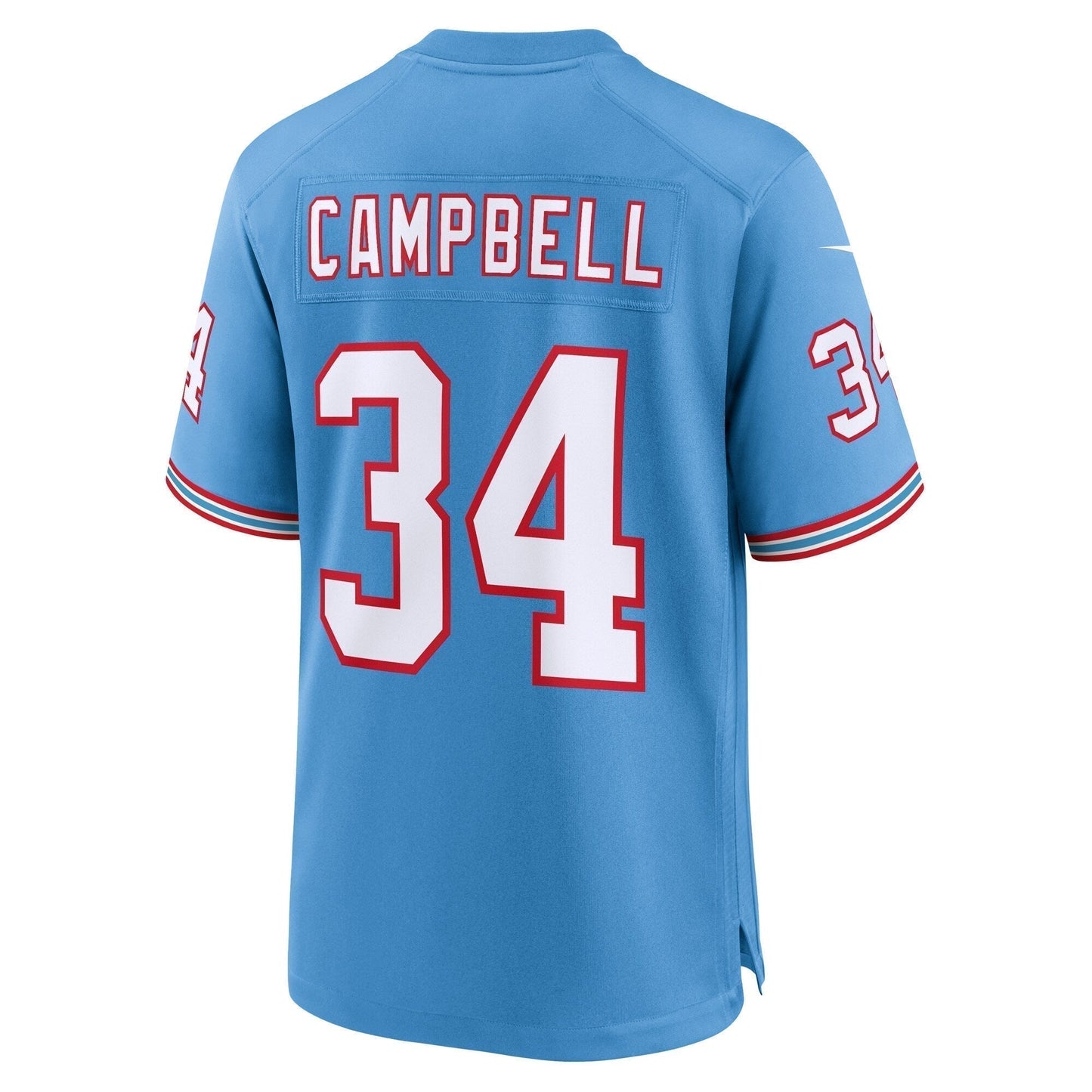 Earl Campbell Tennessee Titans Oilers Throwback Retired Game Jersey - Light Blue football jersey product view 3