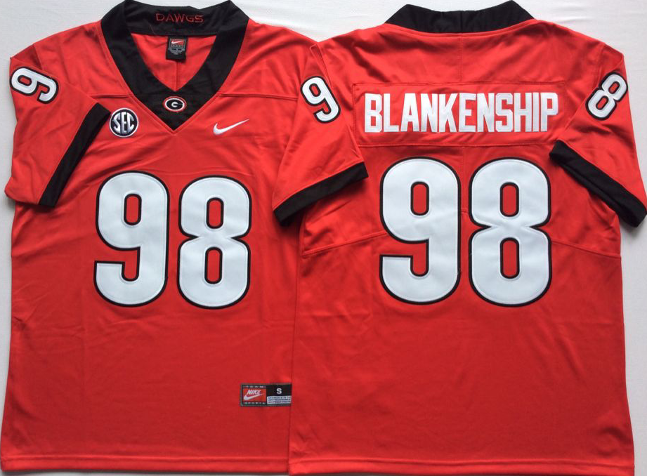 Men's Georgia Bulldogs Rodrigo Blankenship #98 Red Player Game Jersey sports jersey product view 1