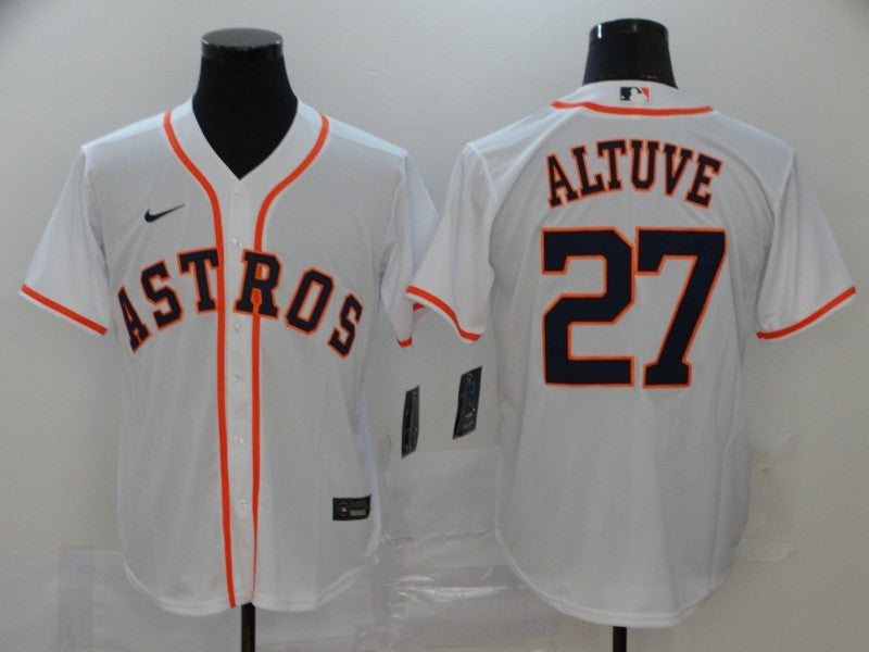 Men's Houston Astros Jose Altuve #27 White Replica Baseball Jersey1 baseball jersey product view 1