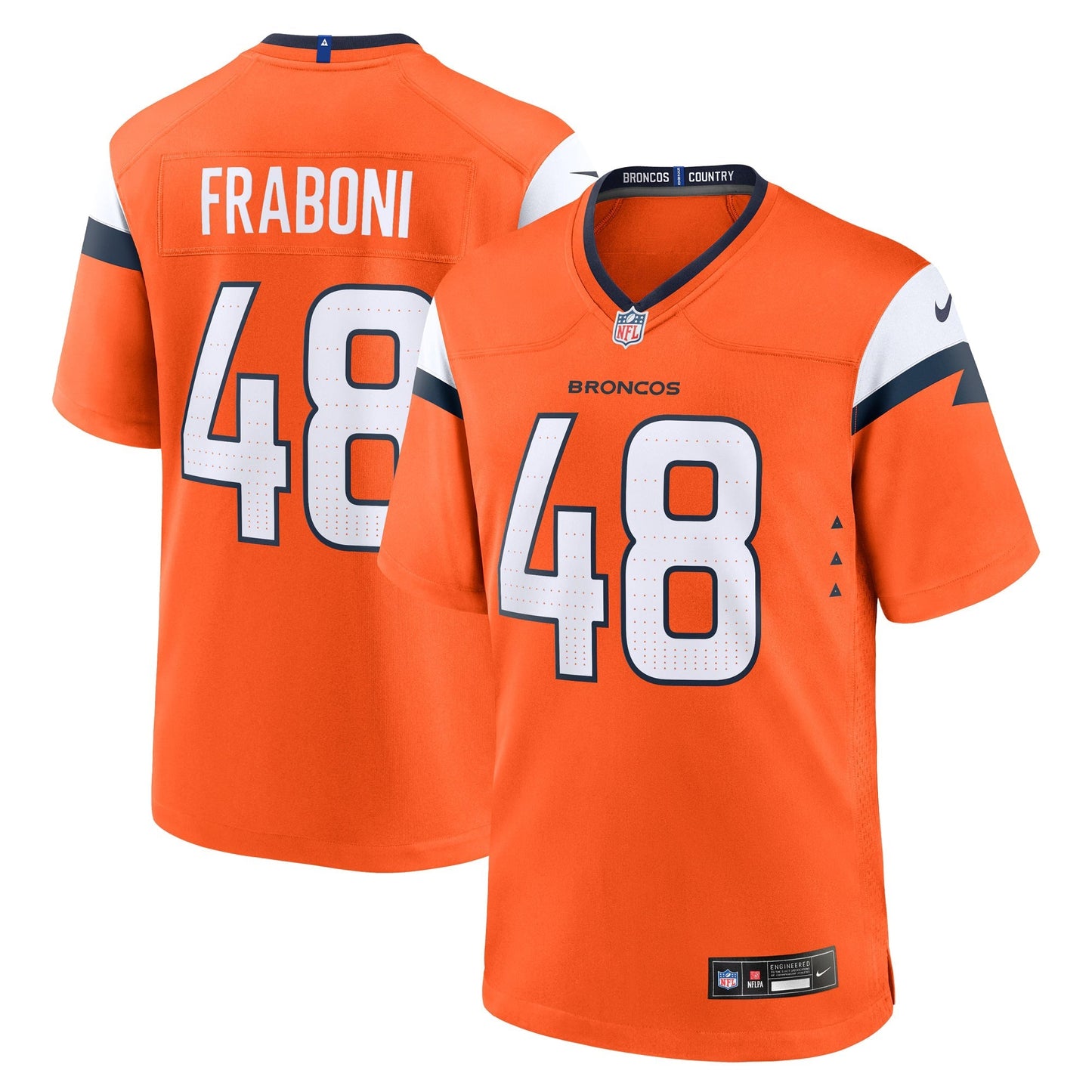 Denver Broncos Mitchell Fraboni Orange Team Game Jersey football jersey product view 1