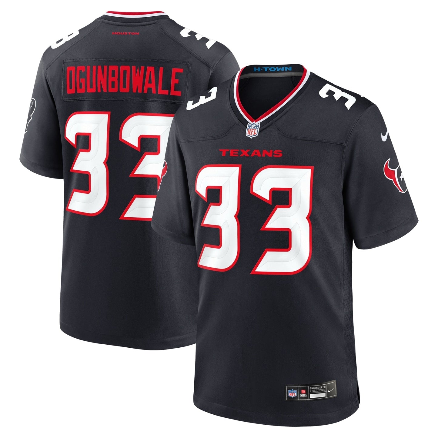 Houston Texans Dare Ogunbowale Navy Team Game Jersey football jersey product view 1