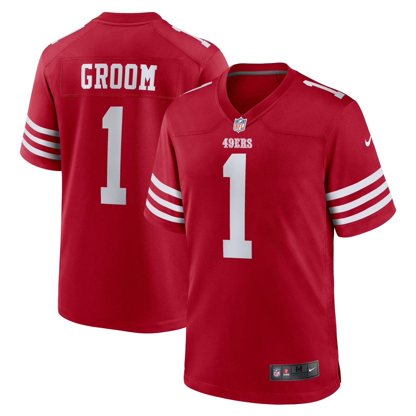 San Francisco 49ers Number 1 Groom Scarlet Game Jersey football jersey product view 1