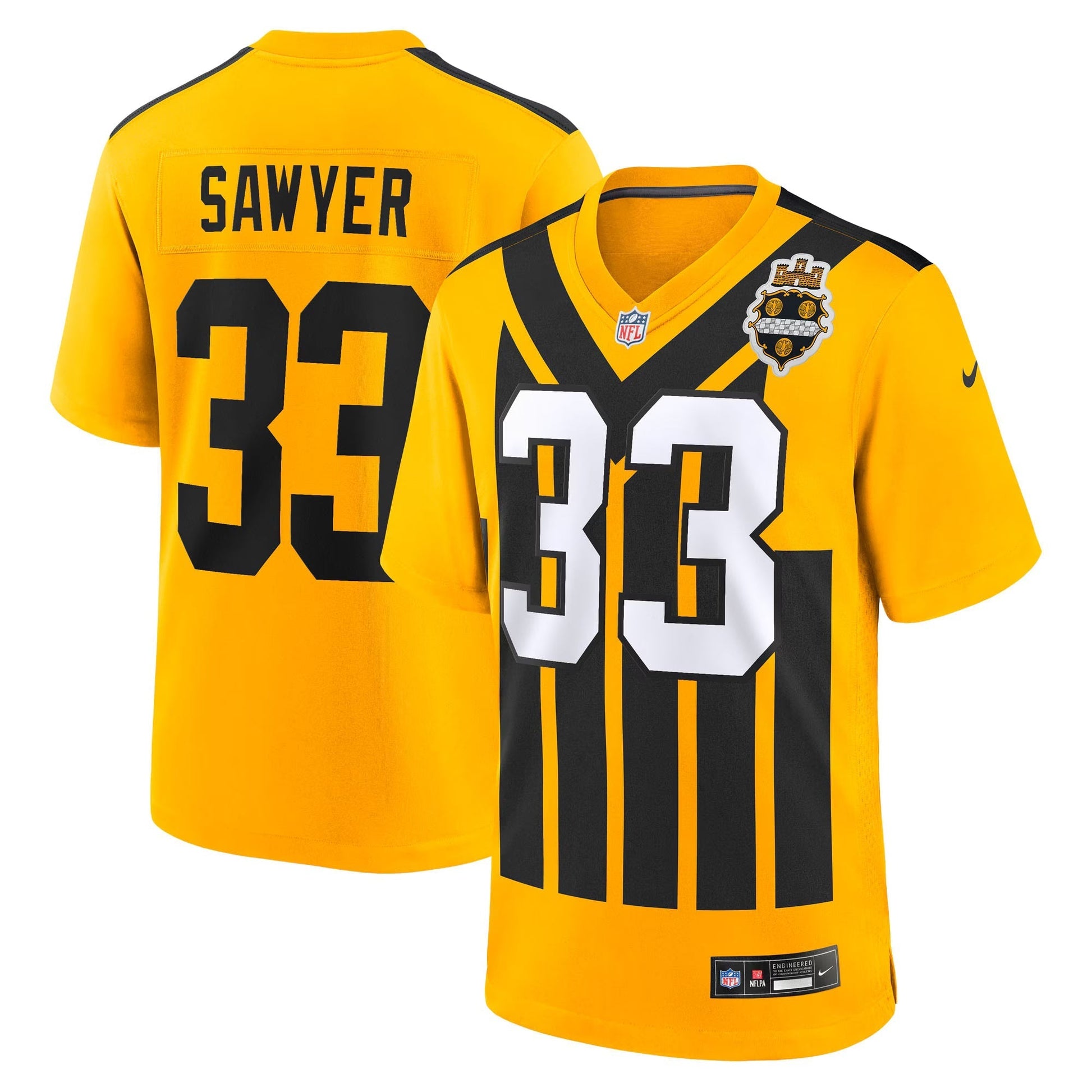Pittsburgh Steelers Jack Sawyer Gold Alternate Game Jersey football jersey product view 1