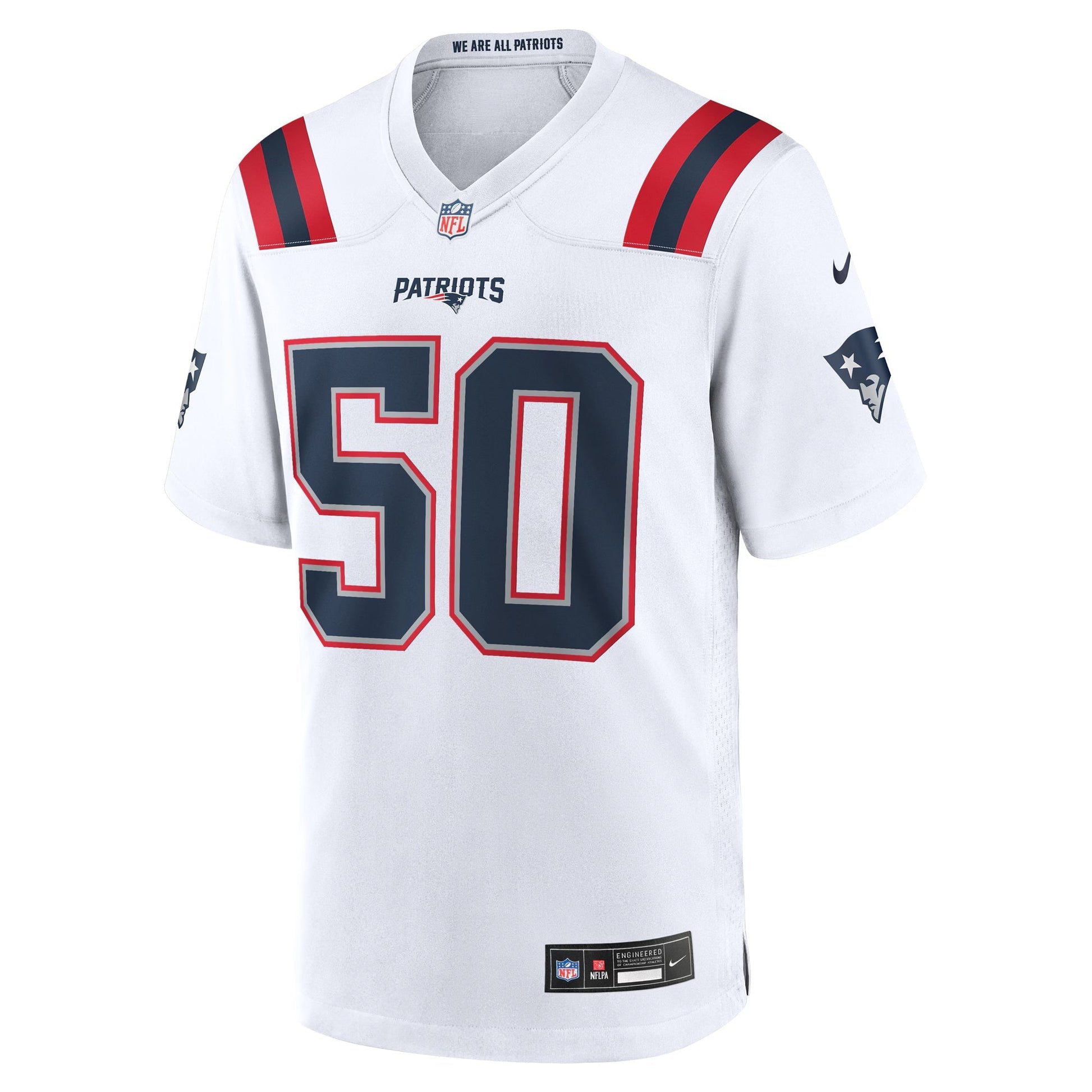 New England Patriots Mike Vrabel White Retired Player Game Jersey football jersey product view 1