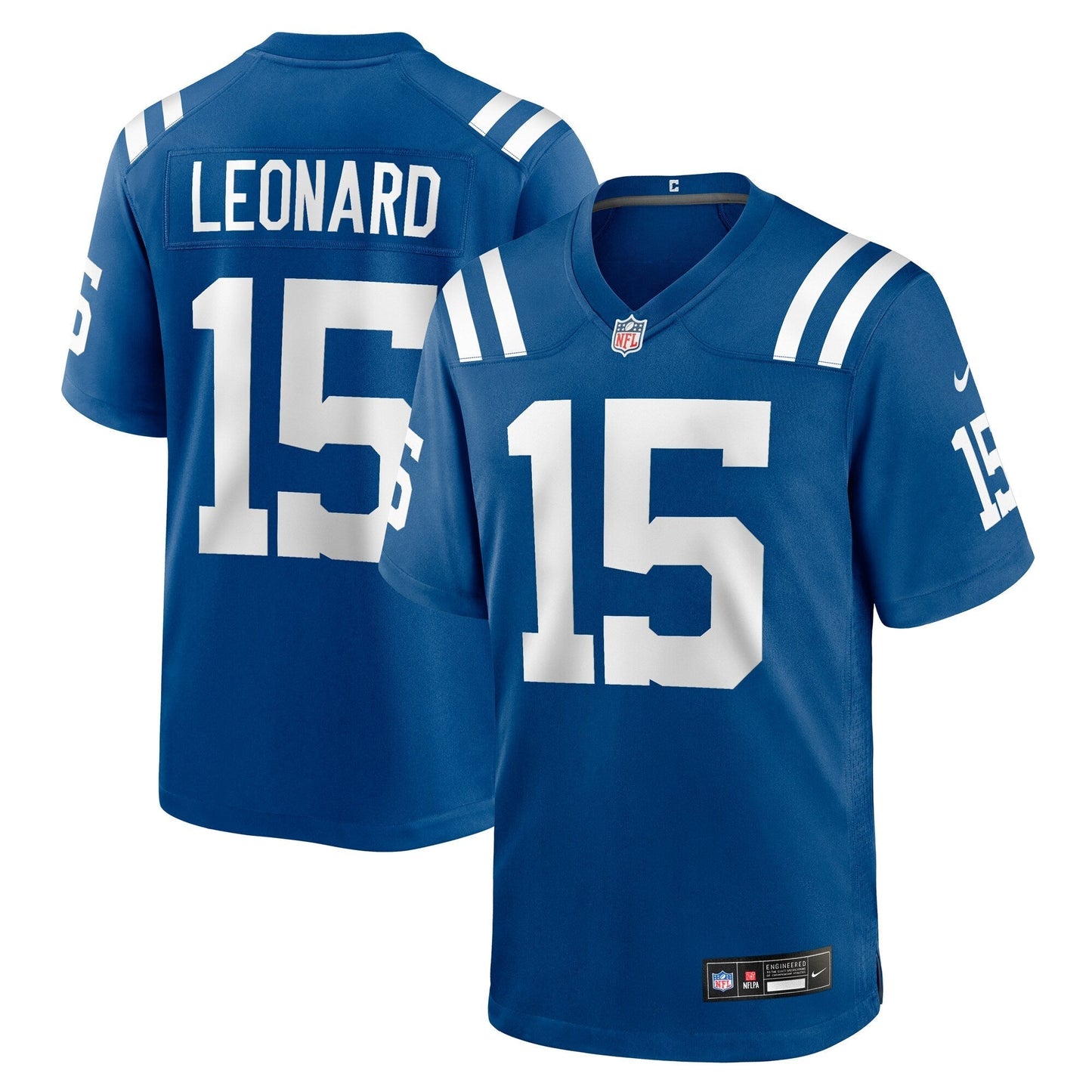 Indianapolis Colts Riley Leonard Royal Team Game Jersey football jersey product view 1