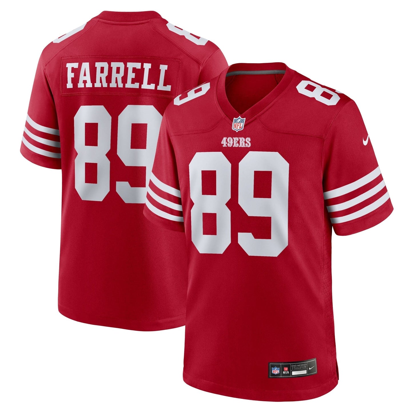 San Francisco 49ers Luke Farrell Scarlet Team Game Jersey football jersey product view 1