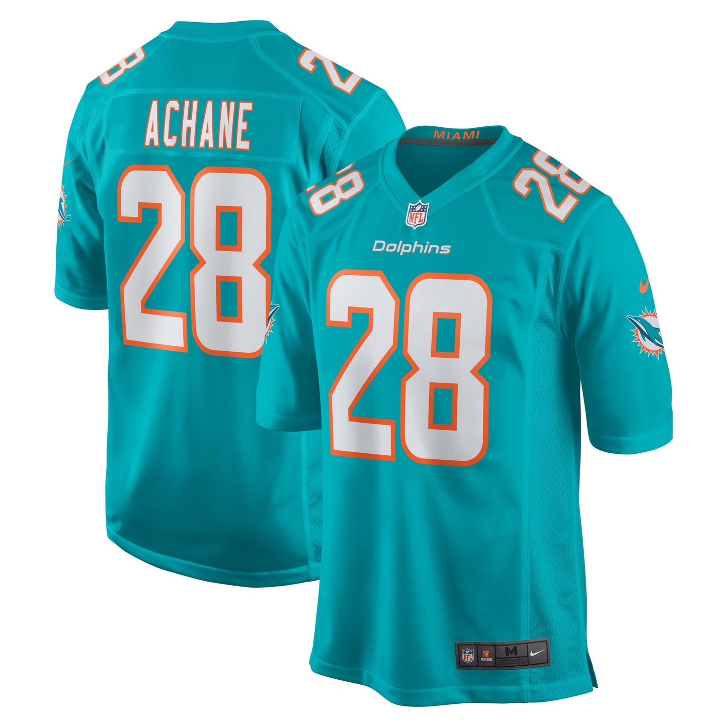 Miami Dolphins Devon Achane Aqua Player Game Jersey football jersey product view 1