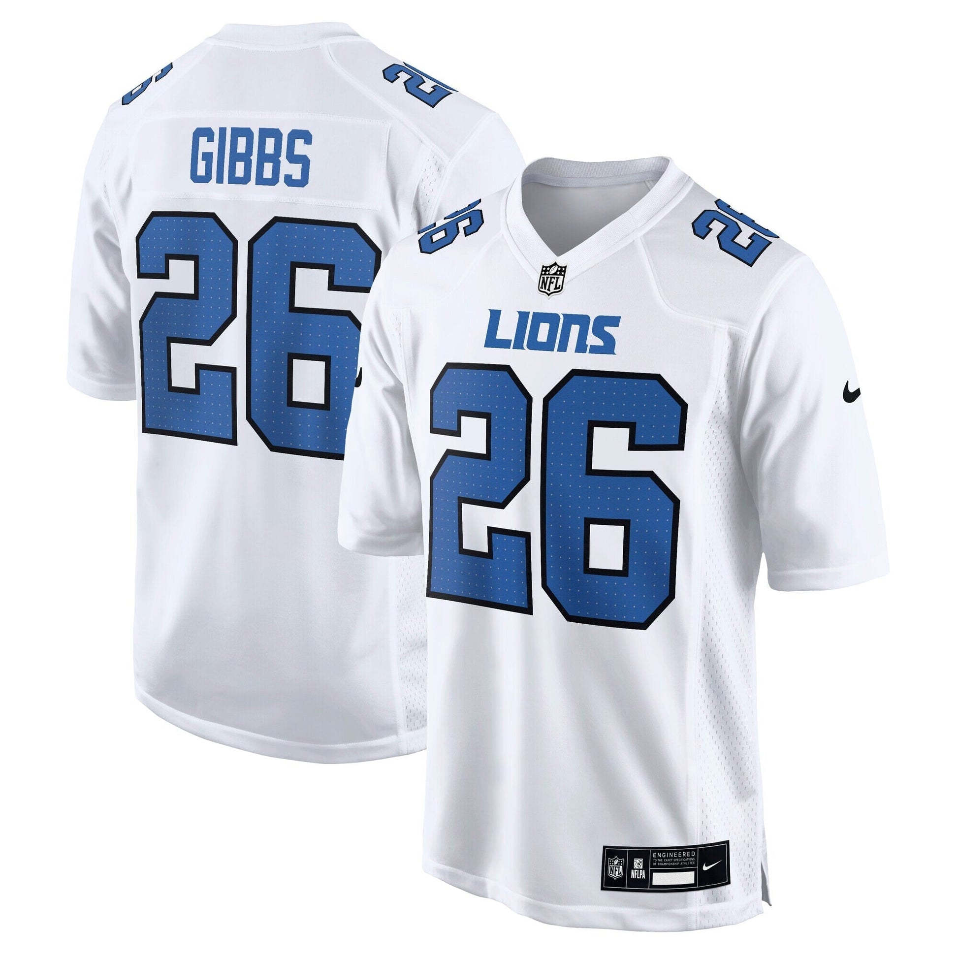 Detroit Lions Jahmyr Gibbs White Tundra Fashion Game Jersey football jersey product view 1