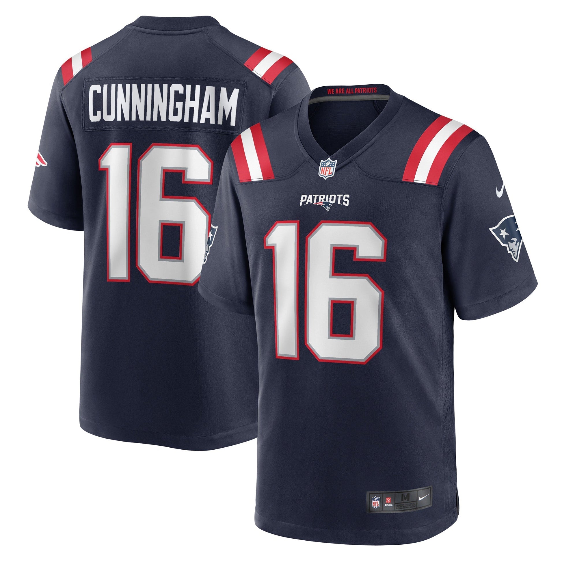 New England Patriots Malik Cunningham Navy Team Game Jersey football jersey product view 1