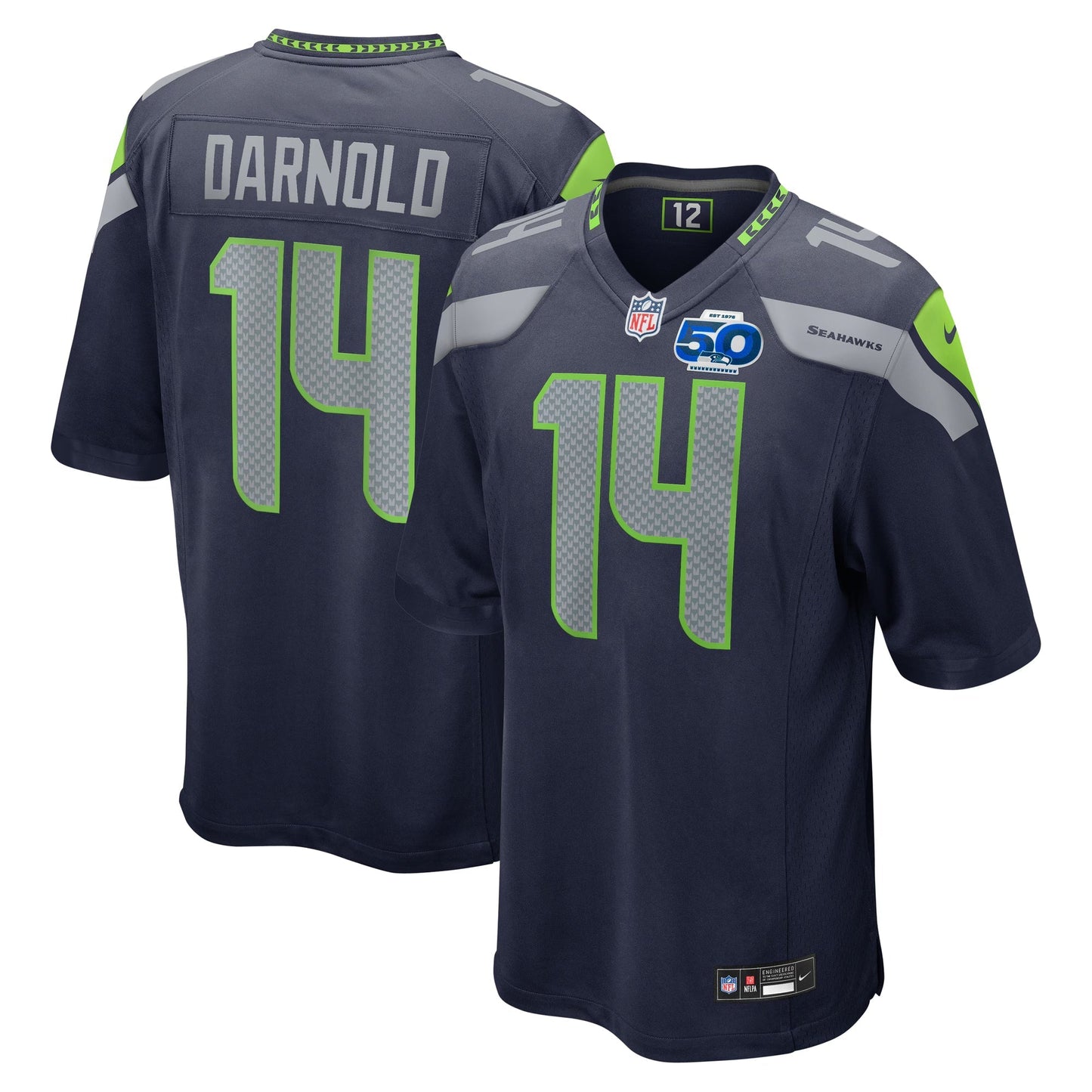 Seattle Seahawks Sam Darnold College Navy Team 50th Season Game Jersey football jersey product view 1