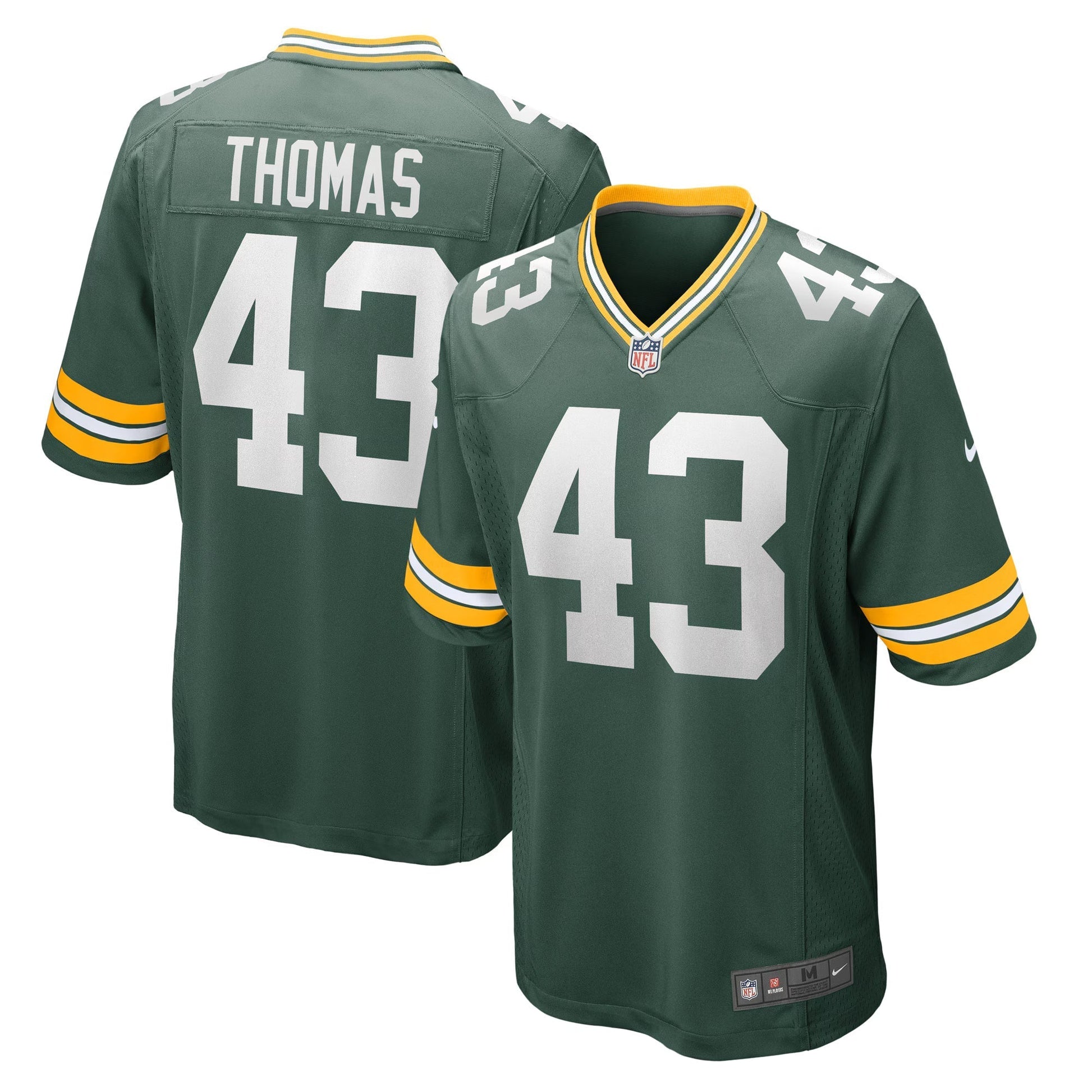 Green Bay Packers Kiondre Thomas Green Game Player Jersey football jersey product view 1