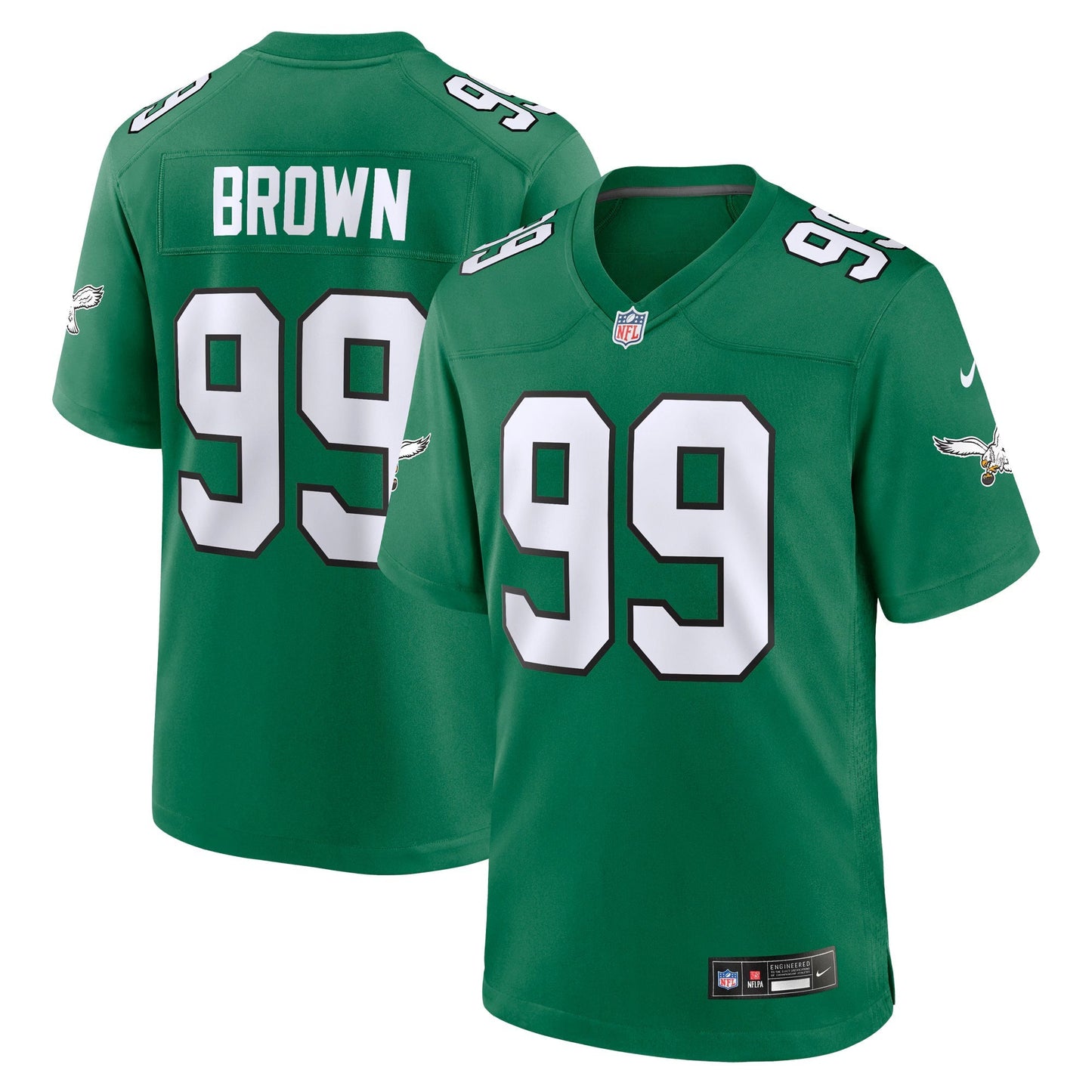 Philadelphia Eagles Jerome Brown Kelly Green Retired Player Alternate Game Jersey football jersey product view 1