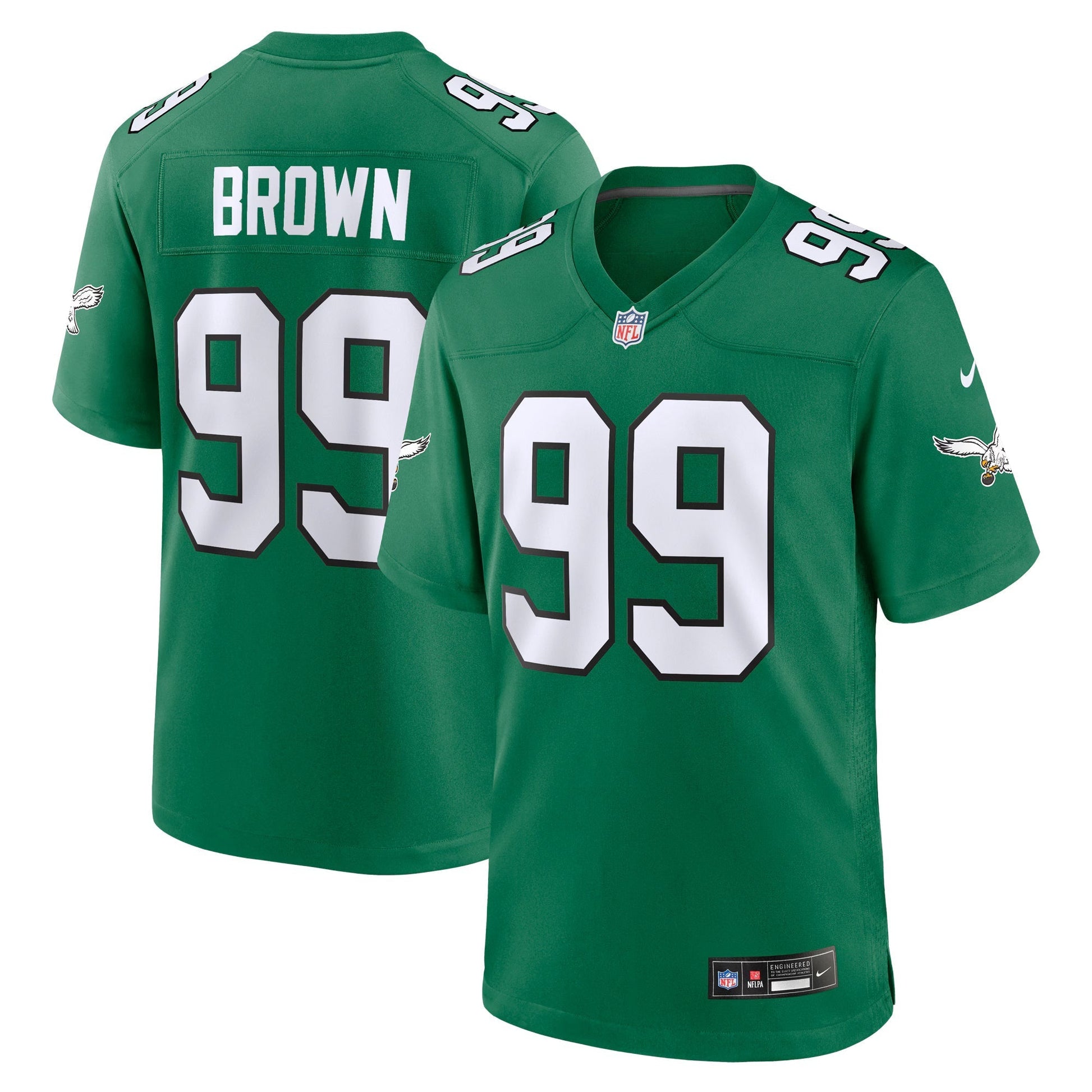 Philadelphia Eagles Jerome Brown Kelly Green Retired Player Alternate Game Jersey football jersey product view 1