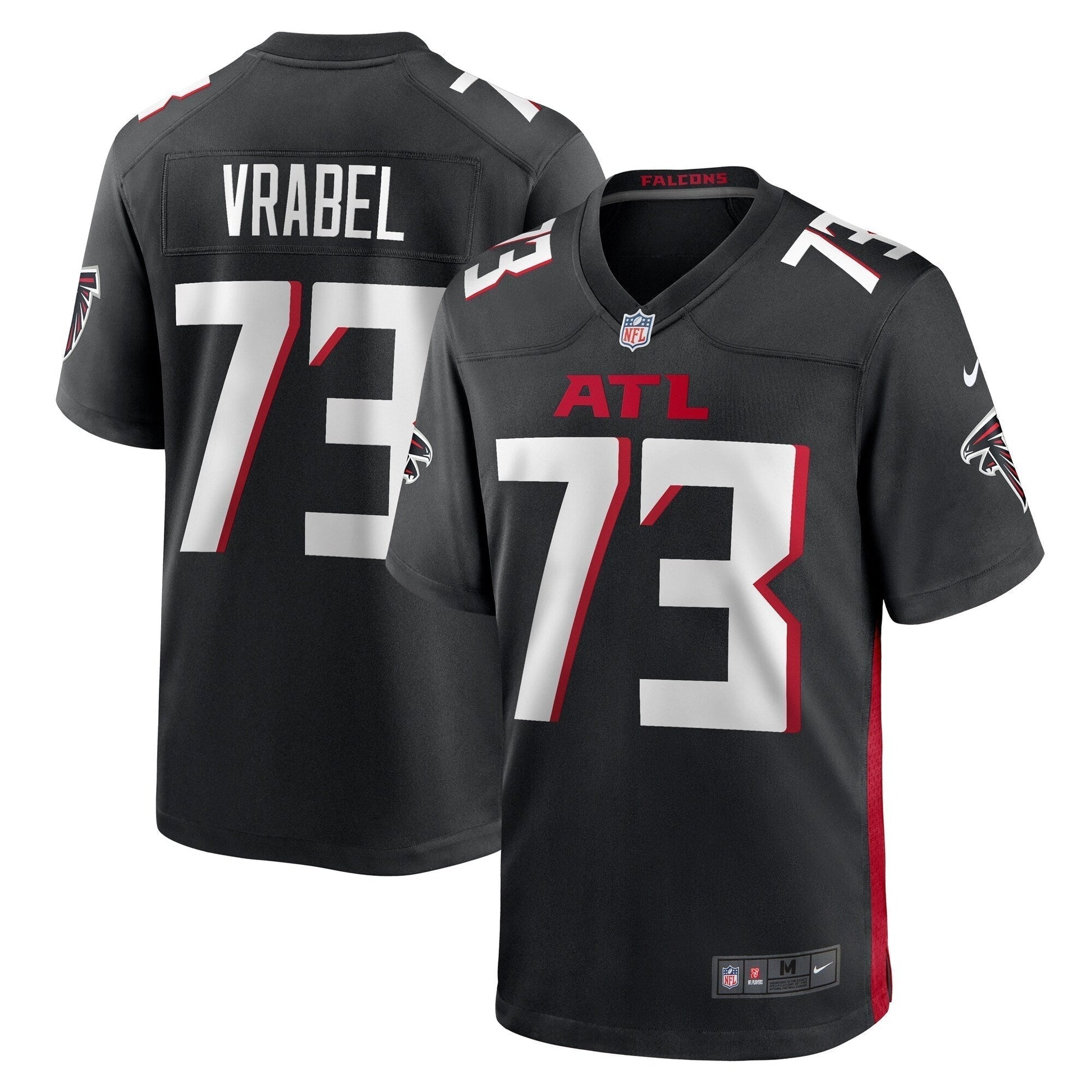 Tyler Vrabel Atlanta Falcons Game Jersey - Black football jersey product view 1