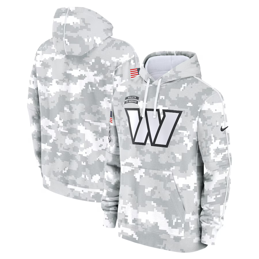 Men's Washington Commanders Arctic Camo 2024 Salute to Service Club Fleece Pullover Hoodie football jersey product view 1