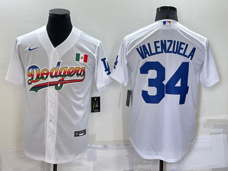 Men's Los Angeles Dodgers Fernando Valenzuela #34 White Stitched Jersey1 baseball jersey product view 1