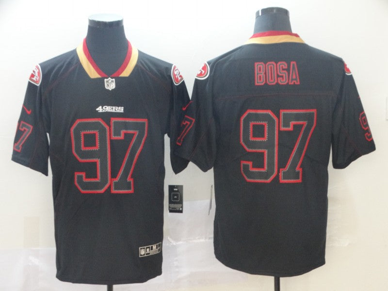 Men's San Francisco 49ers Nick Bosa #97 Black Game Player Jersey1 football jersey product view 1