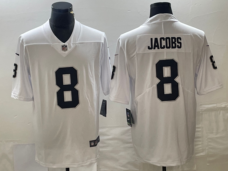 Men's Las Vegas Raiders Josh Jacobs #8 White Game Player Jersey1 football jersey product view 1