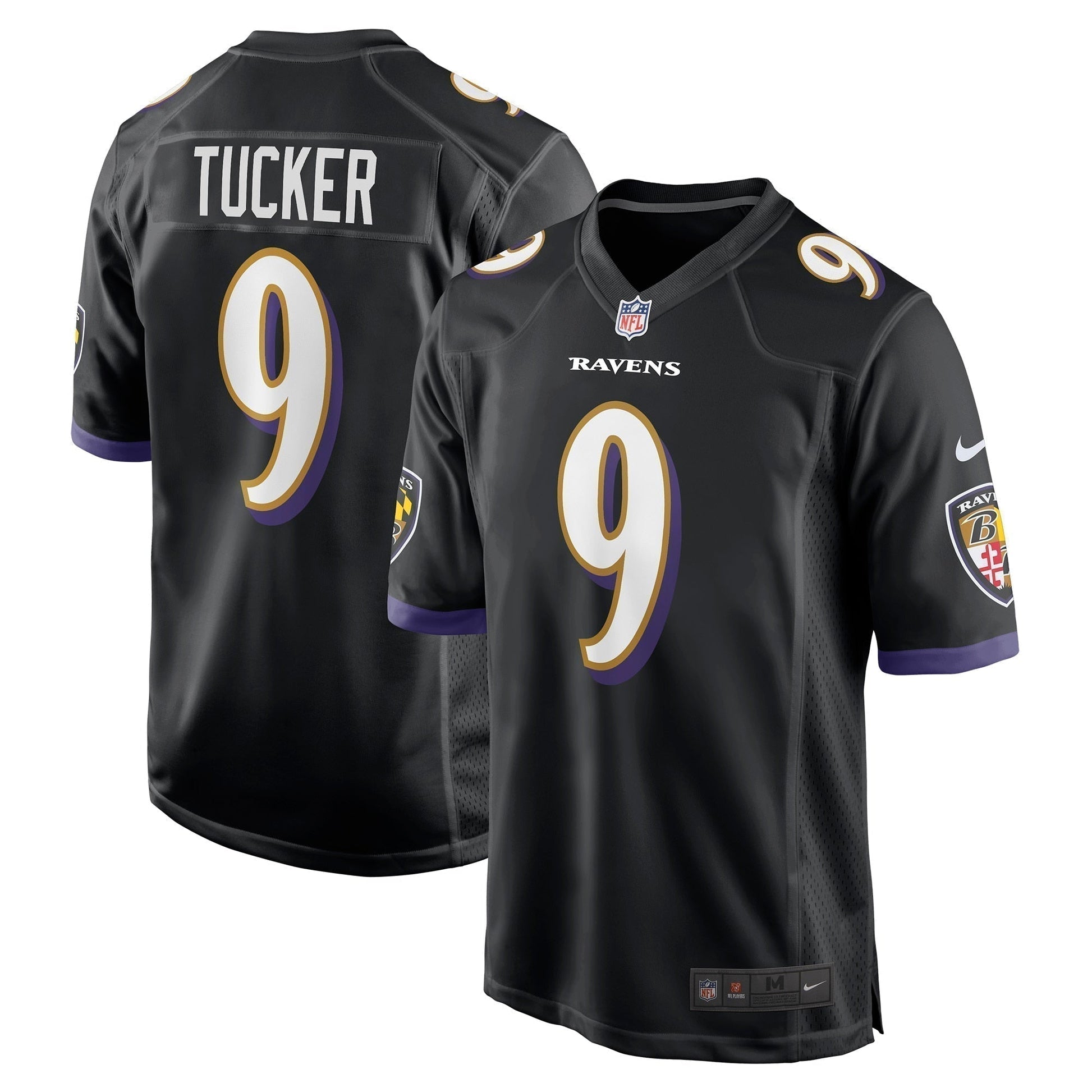 Justin Tucker Baltimore Ravens Game Jersey - Black football jersey product view 1