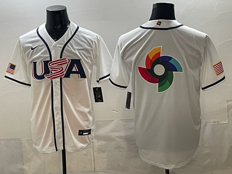 Men's USA Baseball White 2026 World Baseball Classic Player Jersey baseball jersey product view 1