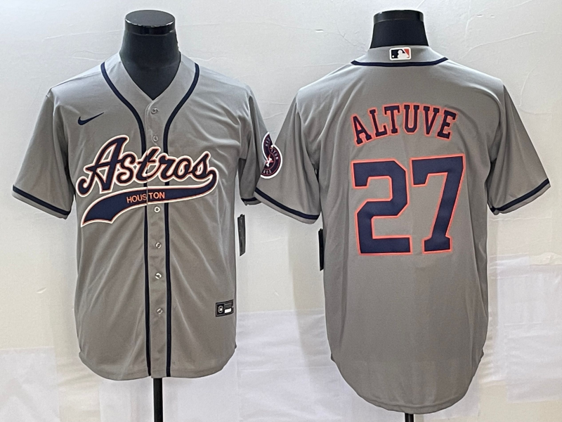 Men's Houston Astros Jose Altuve Gray Replica Jersey Joint Edition baseball jersey product view 1