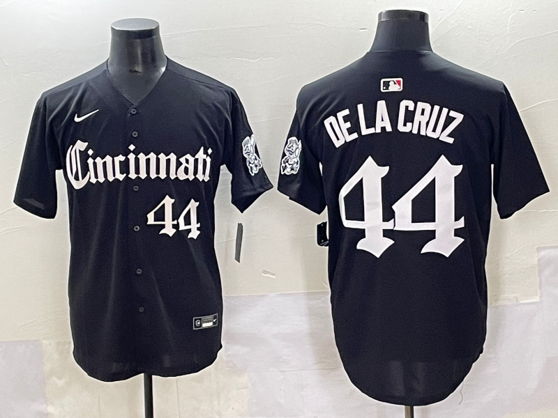 Men's Cleveland Guardians Elly De La Cruz #44 Black Replica Player Jersey baseball jersey product view 1