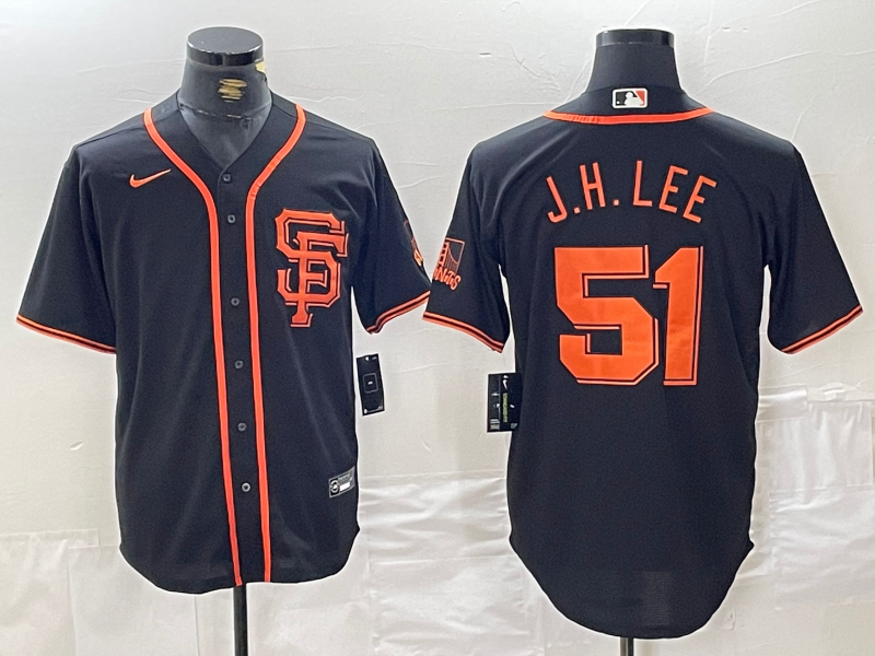 Men's San Francisco Giants Jung Hoo Lee #51 Black Replica Player Jersey baseball jersey product view 1