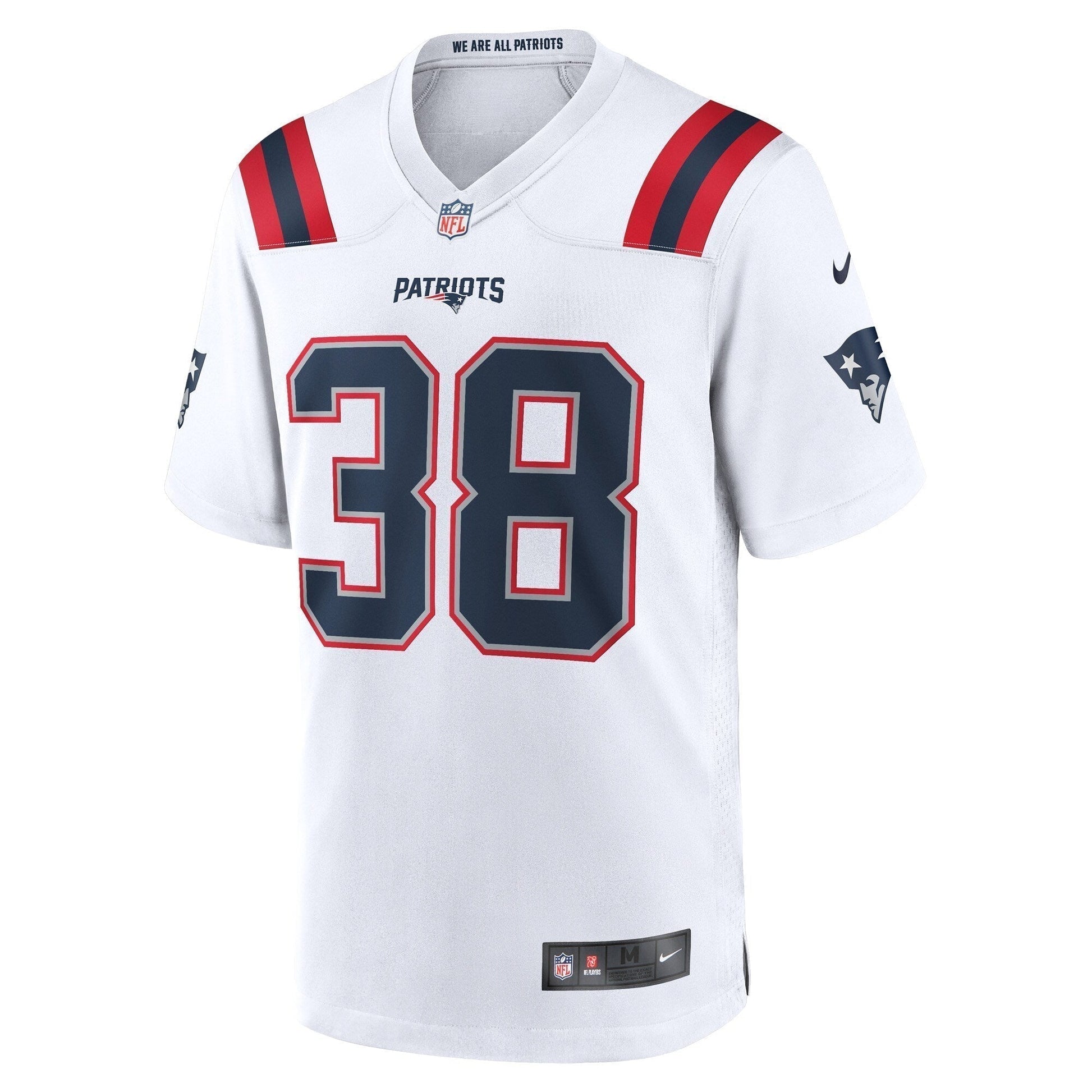 Rhamondre Stevenson New England Patriots Game Jersey - White football jersey product view 2
