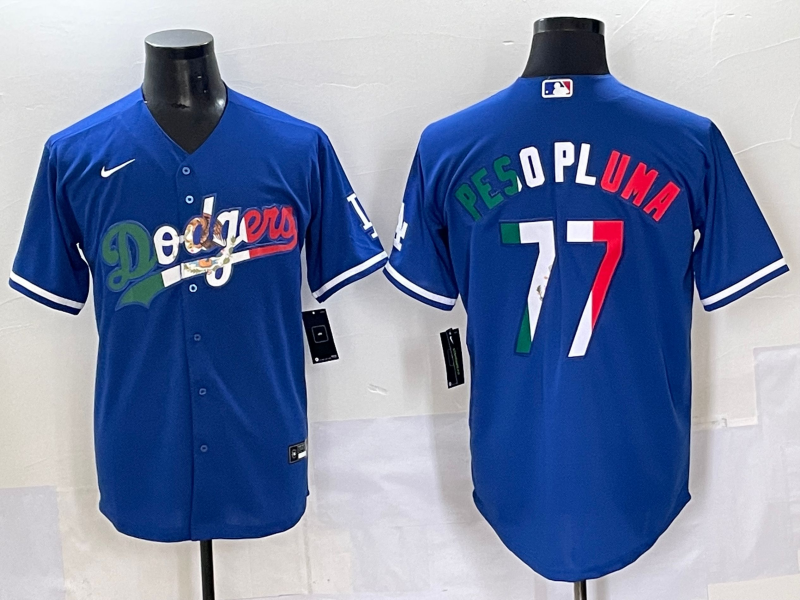 Men's Los Angeles Dodgers Peso Pluma Royal Replica Player Jersey baseball jersey product view 1