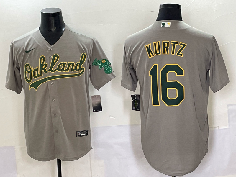 Men's Oakland Athletics Nick Kurtz Gray Replica Player Jersey baseball jersey product view 1