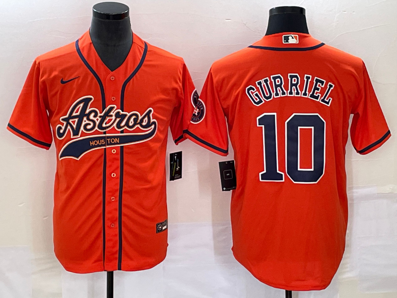 Men's Houston Astros Yuli Gurriel Orange Replica Jersey Joint Edition baseball jersey product view 1