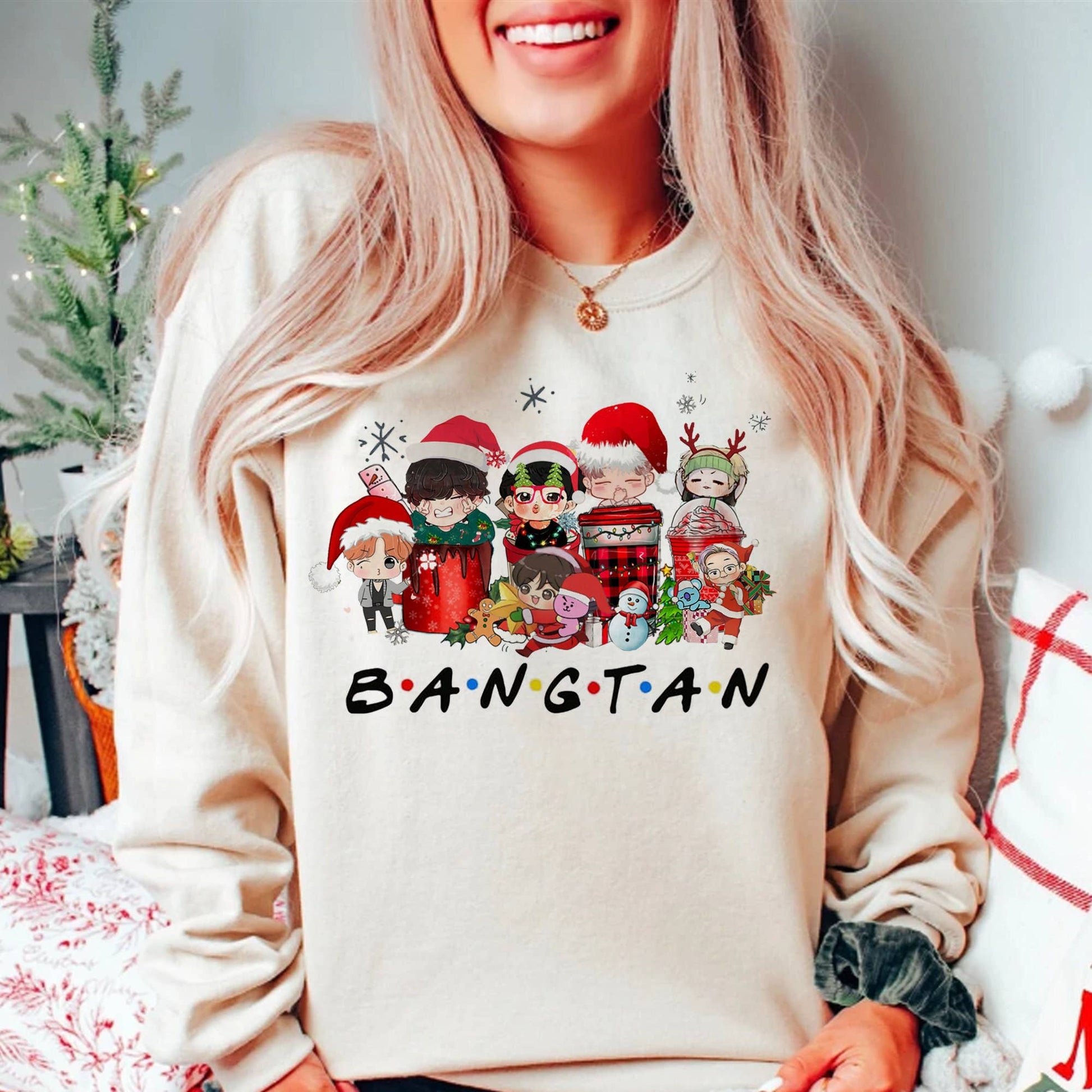 Bts Xmas Brews - Kpop Joy in Every Sip!  Unisex T-shirt, Sweatshirt, Hoodie, Long Sleeve Tee - T-Shirt, Sweatshirt, Hoodie