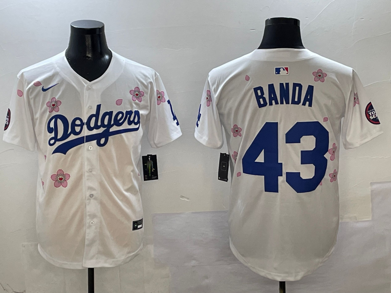 Men's Los Angeles Dodgers Anthony Banda #43 White Replica Player Jersey1 baseball jersey product view 1