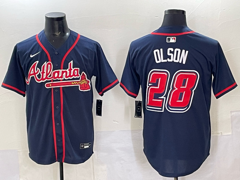 Men's Atlanta Braves Matt Olson Navy 2025 MLB Speedway Classic Alternate Limited Jersey baseball jersey product view 1
