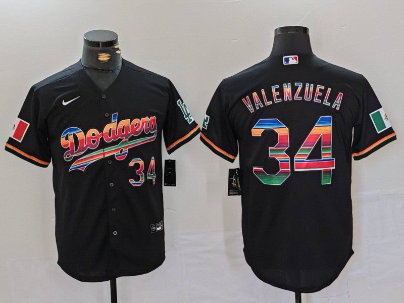 Men's Los Angeles Dodgers Fernando Valenzuela Black Game Jersey baseball jersey product view 1