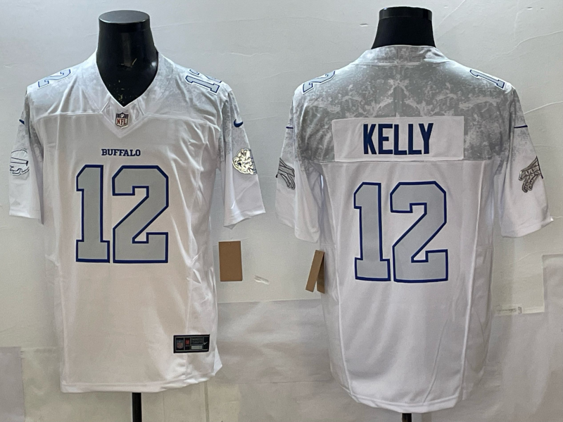 Men's Buffalo Bills Jim Kelly #12 White 2025 Rivalries Collection Limited Jersey football jersey product view 1