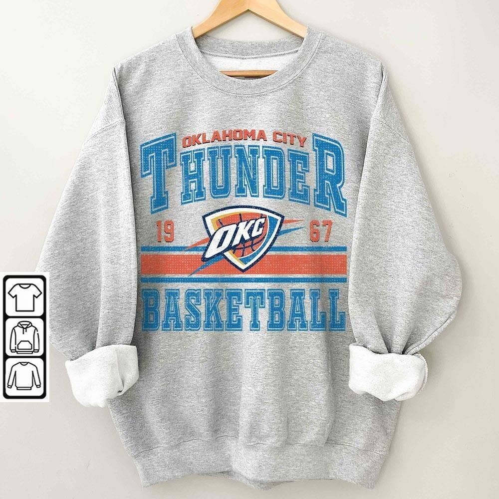Vintage Oklahoma City Basketball Thunder Retro Tee Unisex T-shirt, Sweatshirt, Hoodie, Long Sleeve Tee - T-Shirt, Sweatshirt, Hoodie