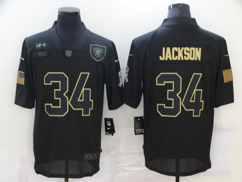 Men's Las Vegas Raiders #34 Bo Jackson Black Game Player Jersey1 football jersey product view 1