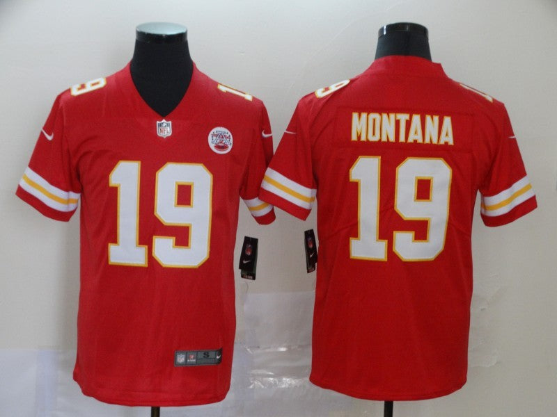 Men's Kansas City Chiefs Joe Montana Red Game Player Jersey football jersey product view 1