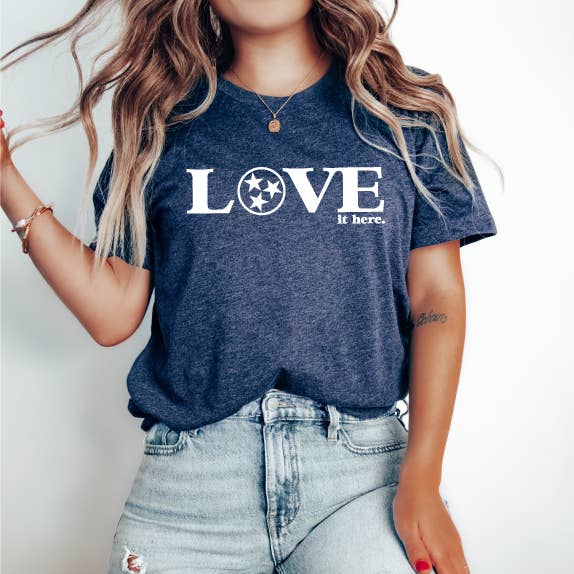 Love It Here, Heather Navy Tshirt Sale Unisex T-shirt, Sweatshirt, Hoodie, Long Sleeve Tee - T-Shirt, Sweatshirt, Hoodie