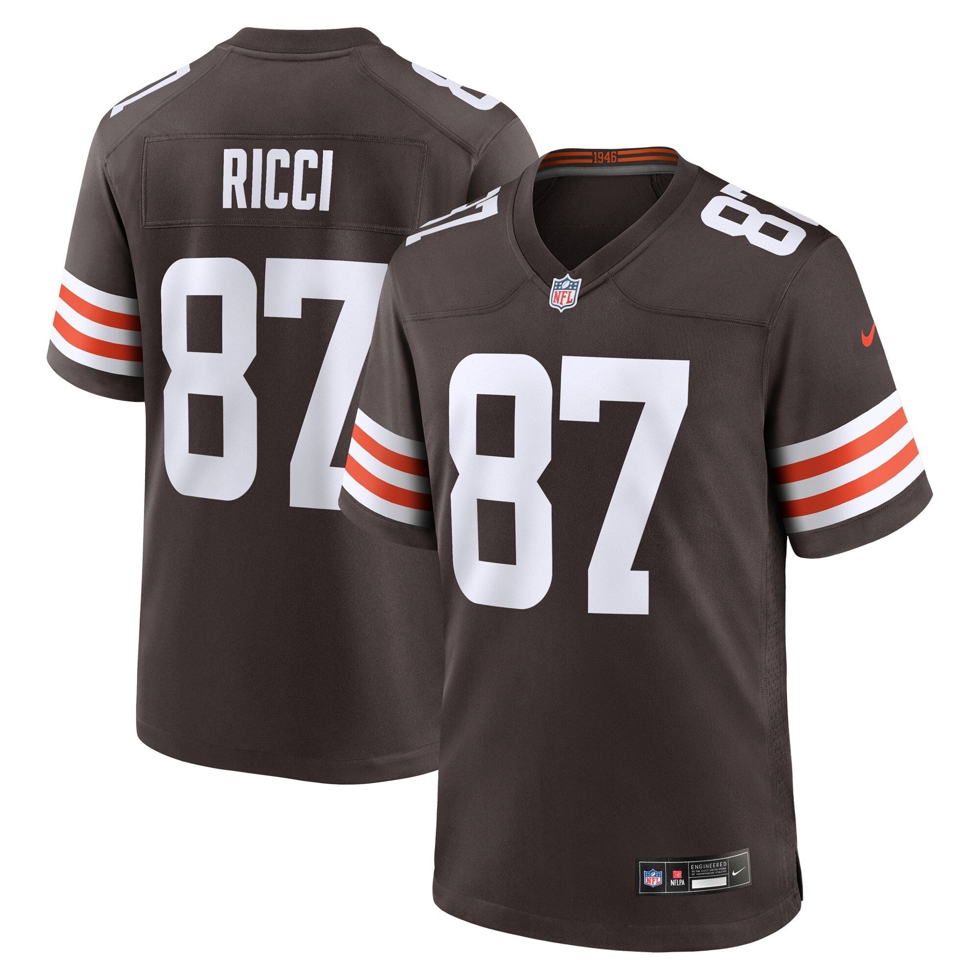 Giovanni Ricci Cleveland Browns Game Jersey - Brown football jersey product view 1