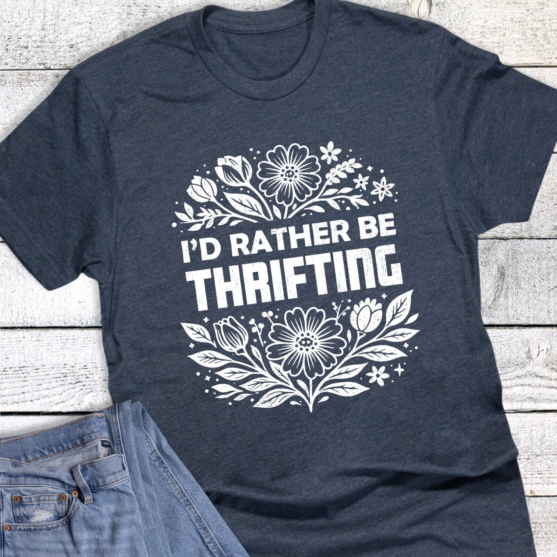 Vintage Floral Rather Be Thrifting Split Graphic Tee Unisex T-shirt, Sweatshirt, Hoodie, Long Sleeve Tee - T-Shirt, Sweatshirt, Hoodie
