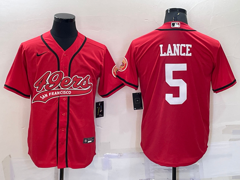 Men's San Francisco 49ers Trey Lance Red Game Jersey Joint Edition football jersey product view 1