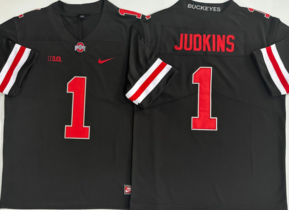 Men's Ohio State Buckeyes Quinshon Judkins Black Player Jersey sports jersey product view 1