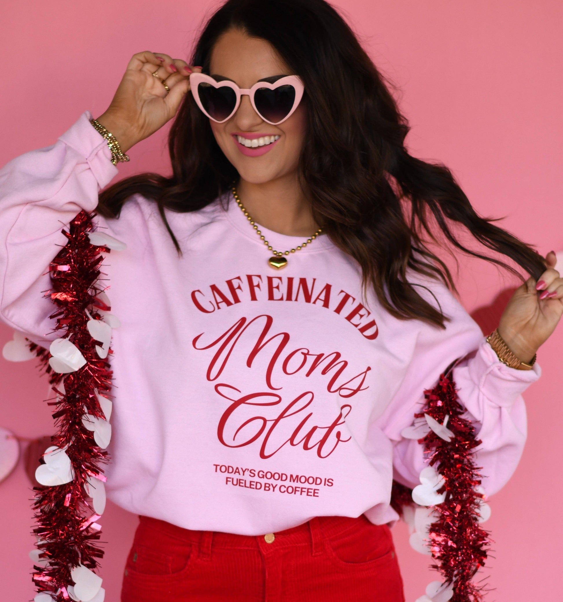 Caffeinated Moms Club Sweatshirt Unisex T-shirt, Sweatshirt, Hoodie, Long Sleeve Tee - T-Shirt, Sweatshirt, Hoodie